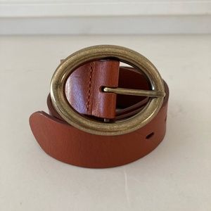 Anthropologie Oval Belt Buckle Leather In Cognac Brown Sz L